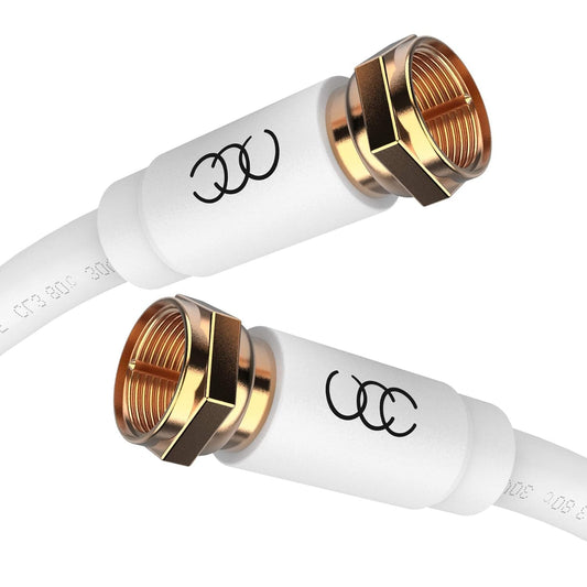 Coaxial Cable (30 Ft) Triple Shielded - RG6 Coax TV Cable Cord Wire In-Wall Rated - Digital Audio Video with Male F Gold Plated Connectors -30 Feet