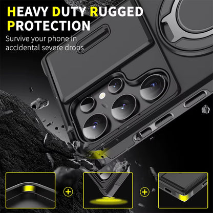 Slide Camera Protection Magnetic Stand Phone Case for Samsung S26 S25 Edge S24 S23 plus S21 S22 Ultra FE A54 A15 A05 A05S Cover